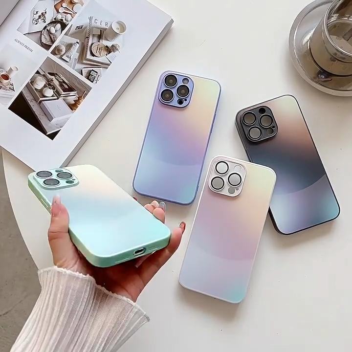 Gradient Tempered Glass Phone Case For iPhone 15 14 Plus 13 12 11 Pro Max Huawei Mate 60 50 40 30 Honor 70 80 90 Nova 9 10 11 P50 P60 P40 Pro Cover