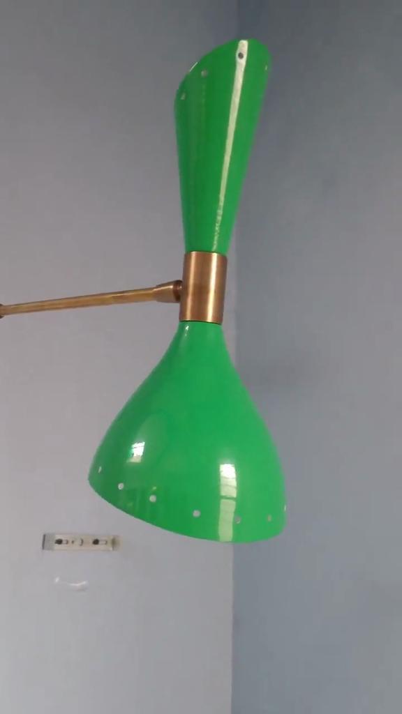 Mid Century Brass Diabolo Wall Sconce Pair: Italian Stinlovo Style
