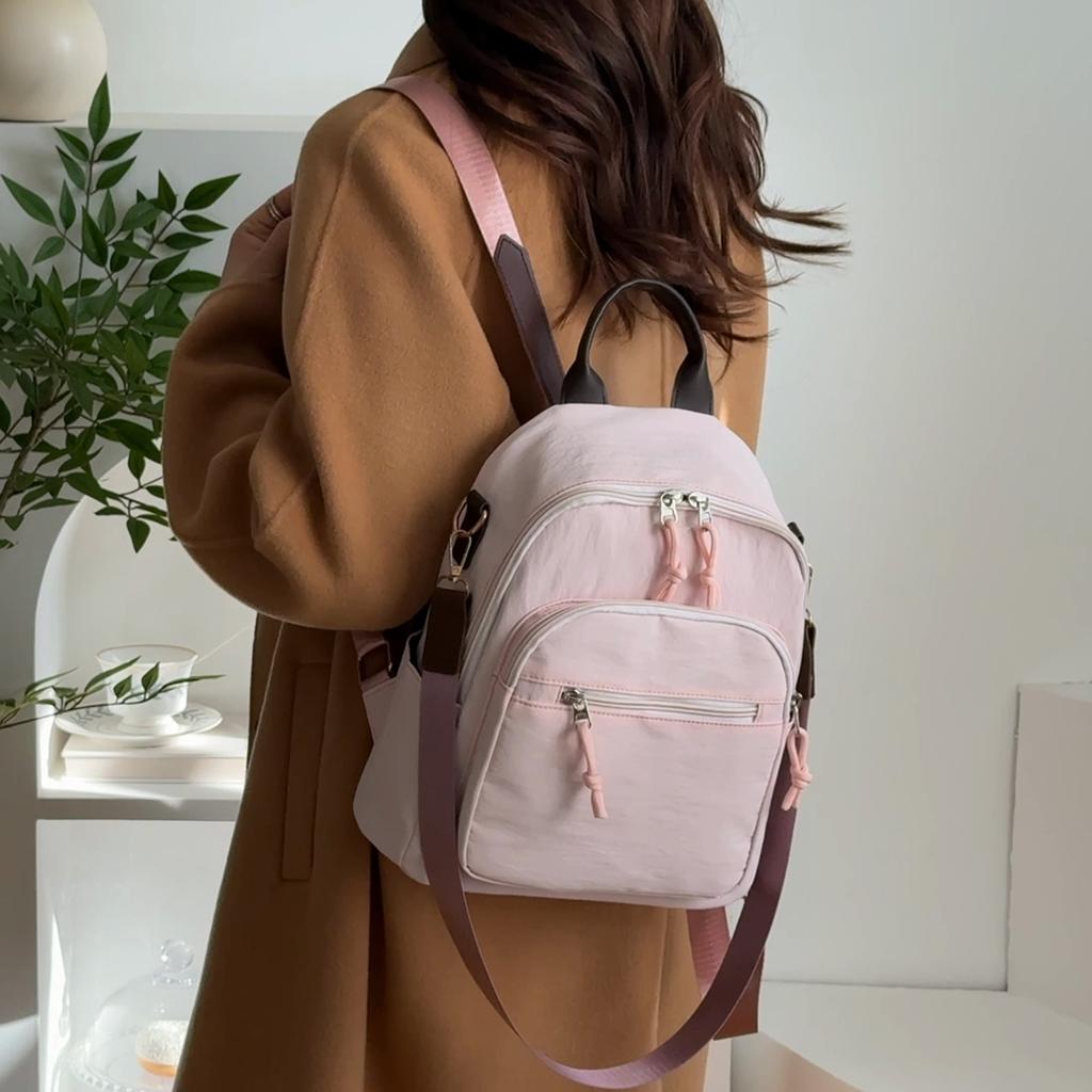 Leichter Nylon-Rucksack für Damen – Kompakter & Stilvoller Tagesrucksack mit mehreren Taschen, Perfekt für Reisen, Schule, Arbeit und den täglichen Gebrauch