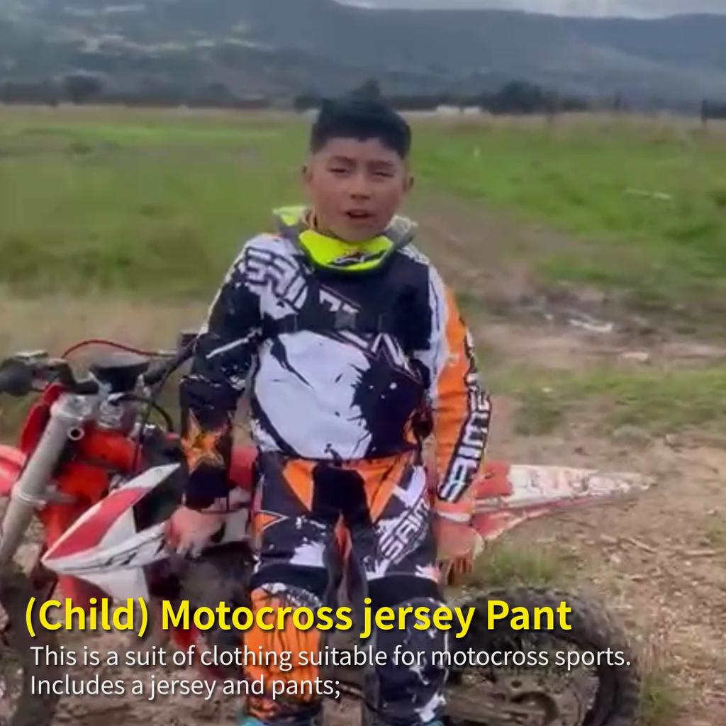 Motocross Gear Set for Kids Youth Jersey Pant Kits Child Green Motorcycle Black 3 4 5 6 7 8 9 10 Year Off-road Suit Blue Orange Enduro Cross Boy Girl