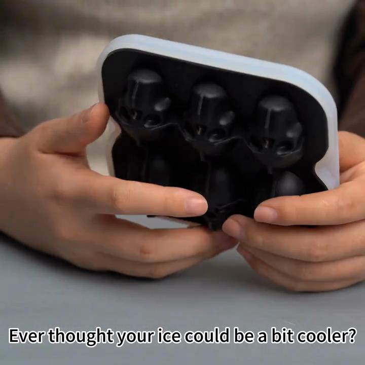 Skull Ice Ball Mold Silicone 3D Flexible Ice Cube Trays BPA Free Ice Trays For Freezer Horror Skull Head Cocktail Ice Ball Maker